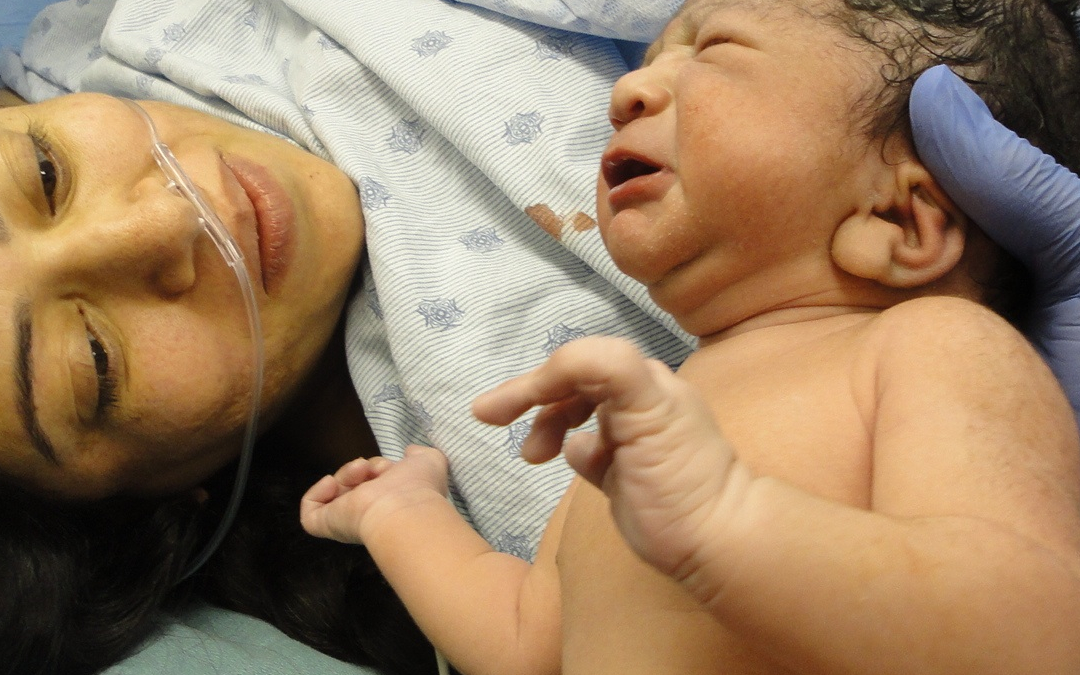 mother and baby after cesarean birth (c-section)